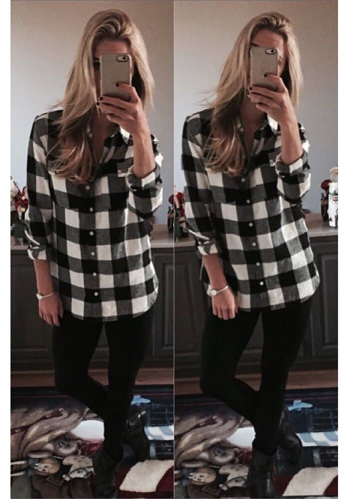 Women Check Long Women Shirt