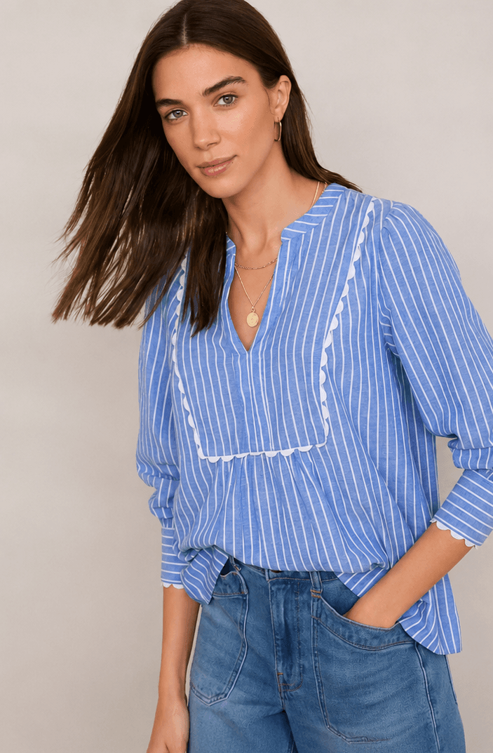 Blue Cotton Blend Women Top