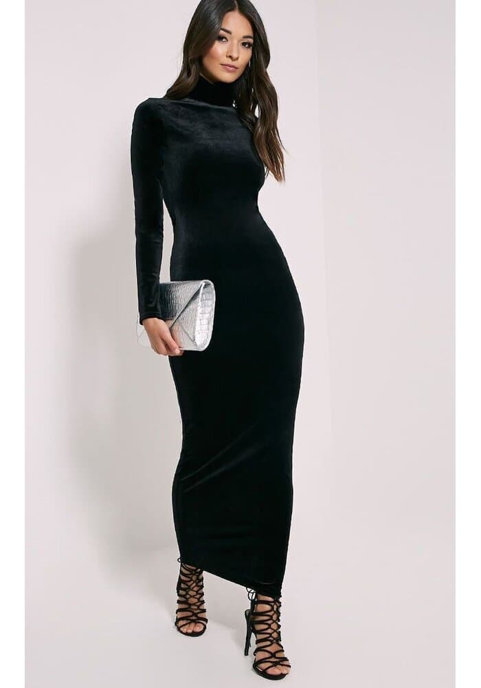 Black Cocktail Velvet Dress