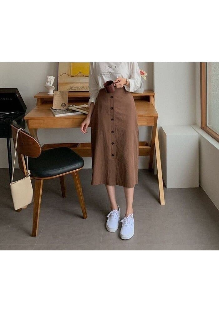 Beige A-line Casual Skirt