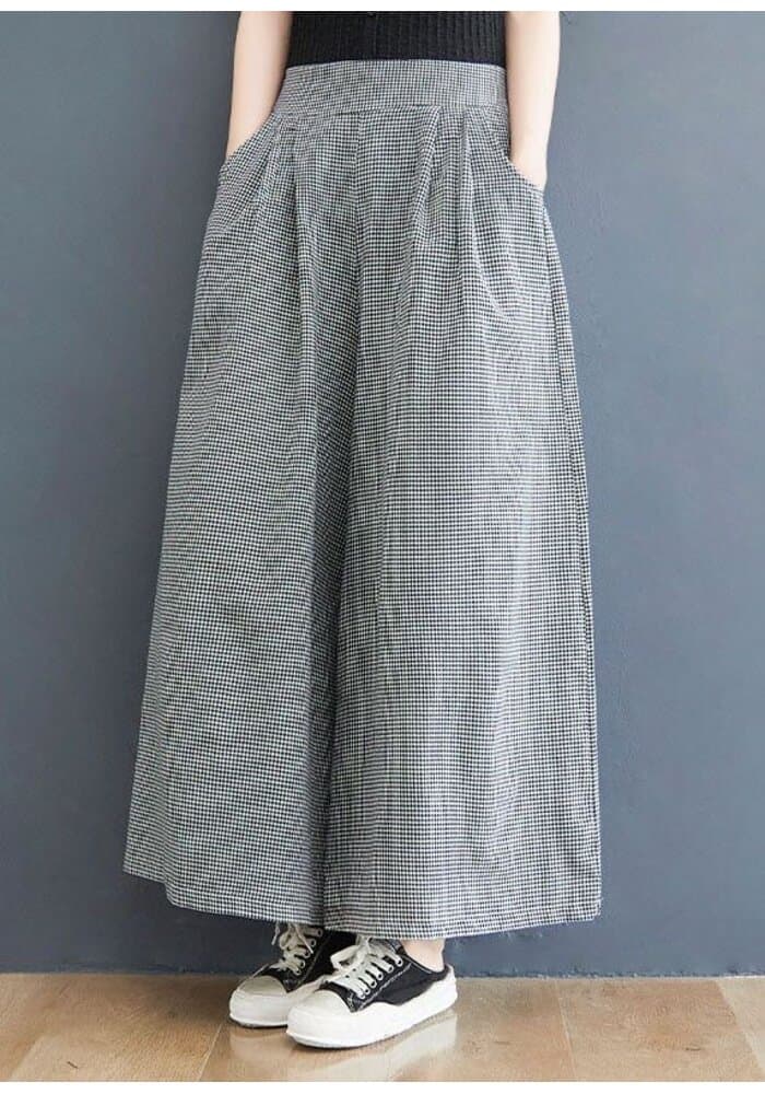 Grey Gingham Side Pocket Trousers