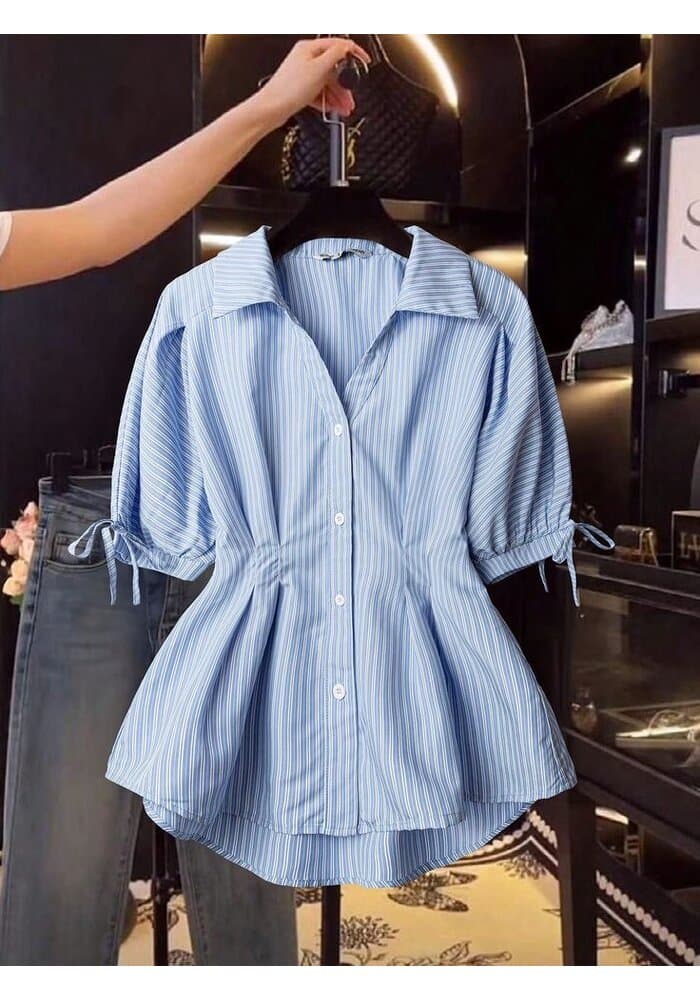 Trendy Striped Peplum Shirt
