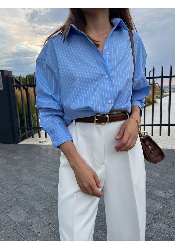 Casual Striped Cotton Women Shirt