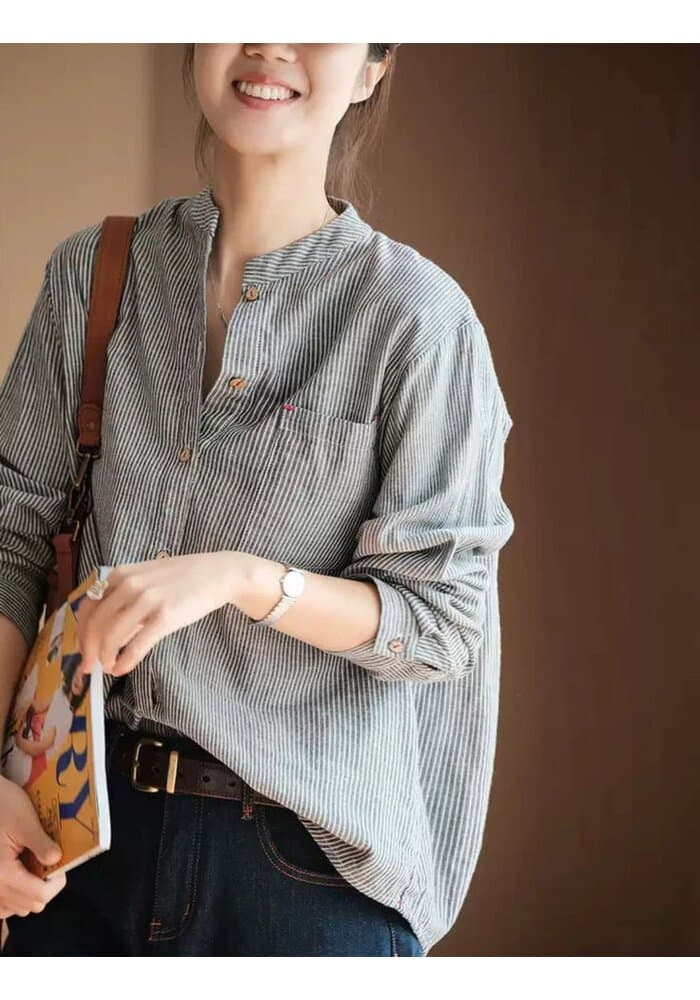 Feminine Women Striped Shirt