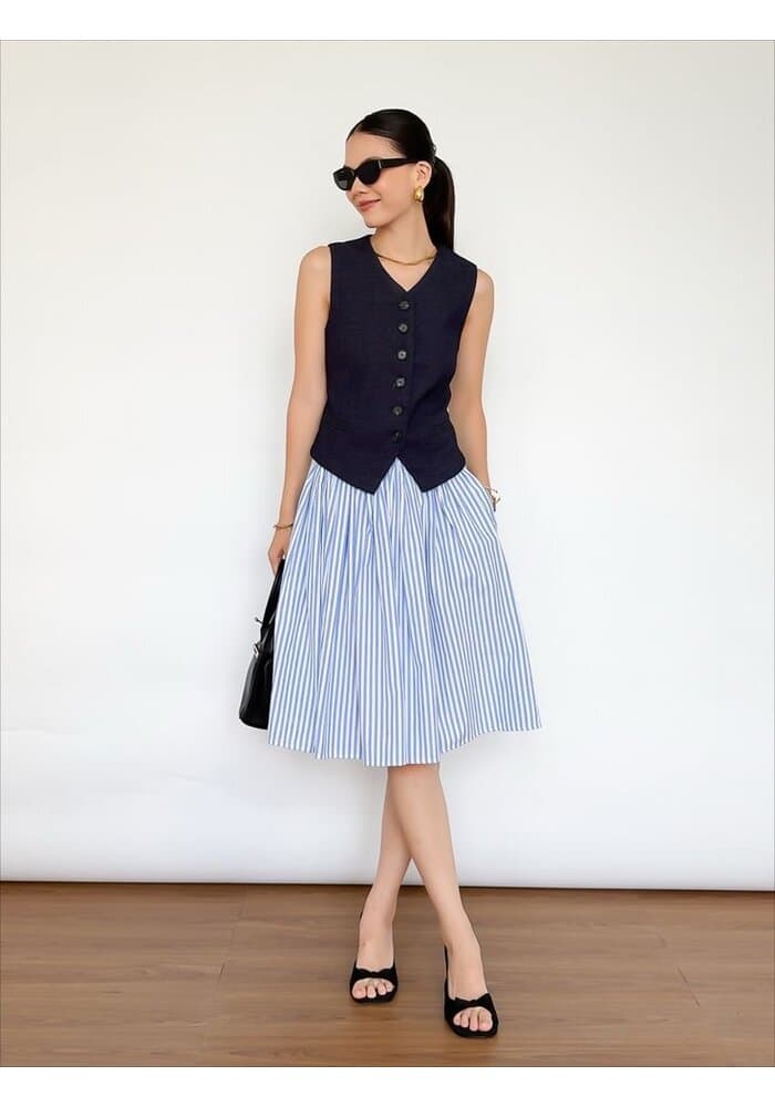 Striped Cotton Office Skirt