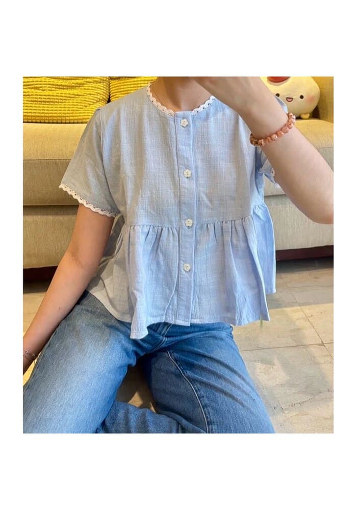 Casual Cotton Peplum Top