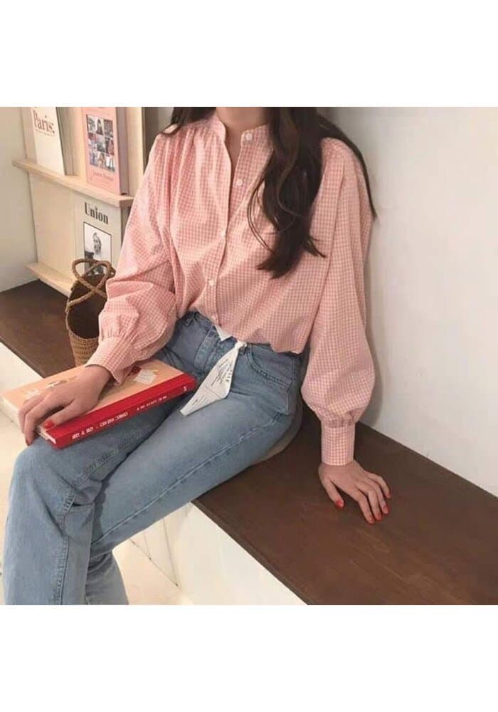 Pink Checkered Cotton Shirt