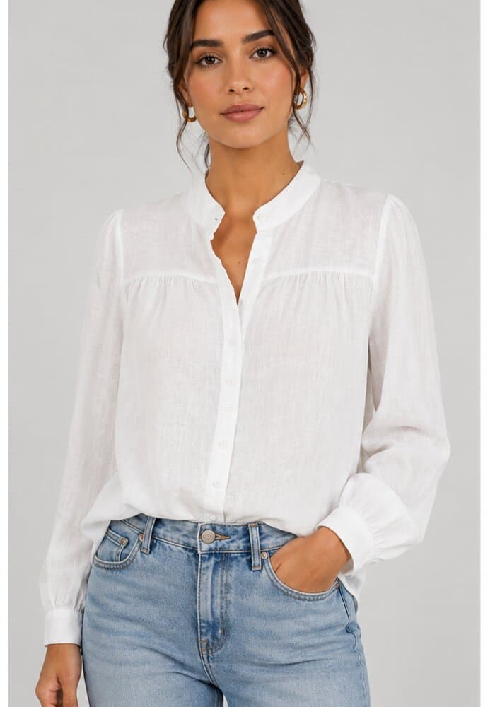 Solid White Cotton Shirt