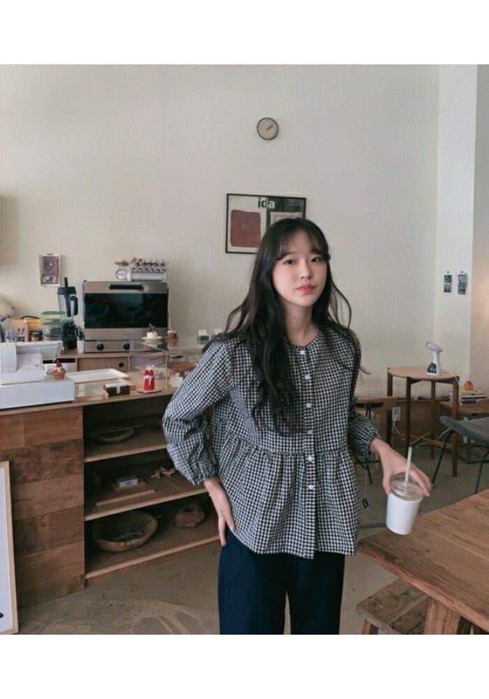 Gingham Check Button-up Shirt